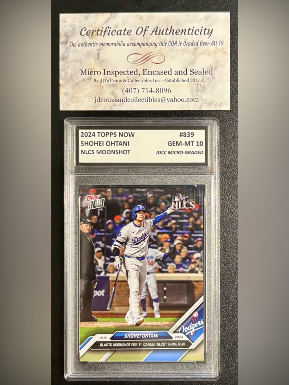 2024 Topps Shohei Ohtani #839- JDCC Micro-Graded 10 GEM-MT - Picture 2 of 4